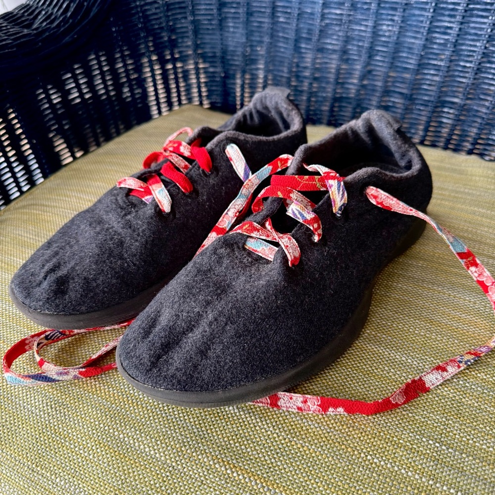 Allbirds Black Athletic Shoes with Red Laces